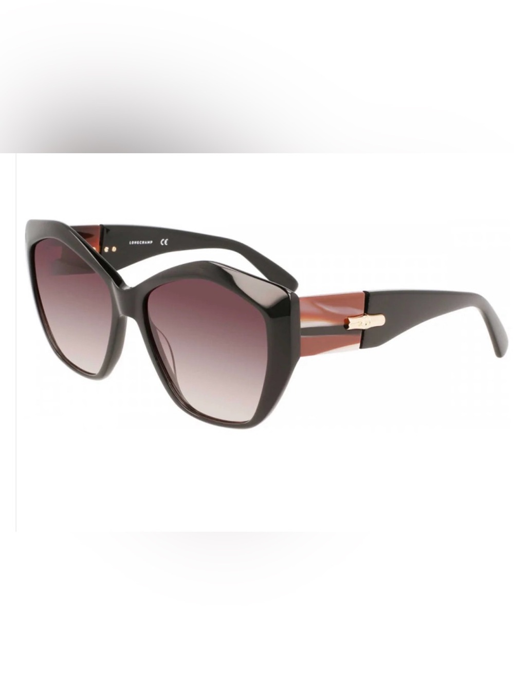 Longchamp Black Frames with Brown Gradient Temples Women's Sunglasses